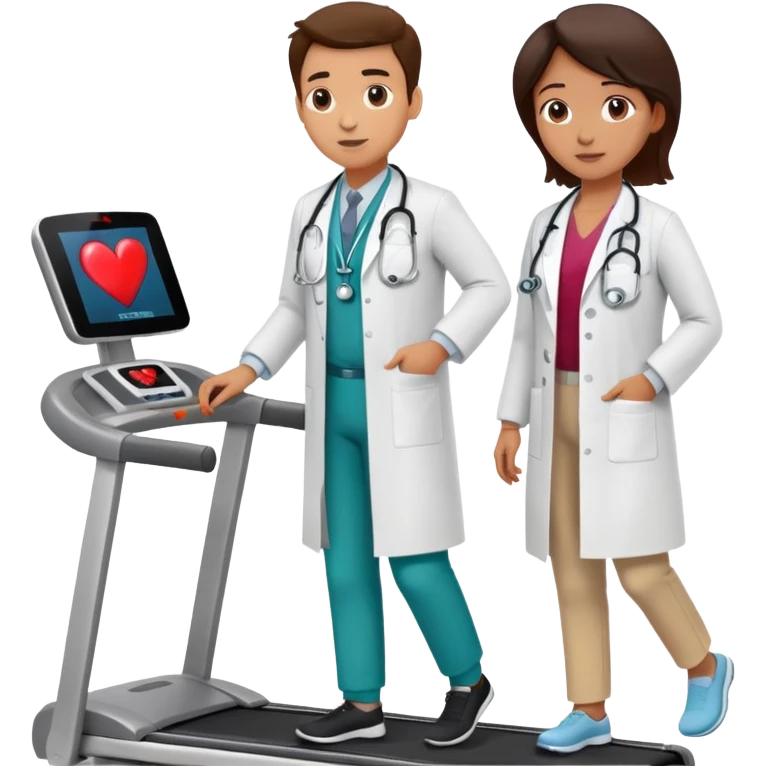 patient on a treadmill with a heart monitor, and a doctor standing nearby supervising, not running emoji