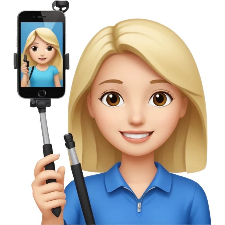 girl with phone selfie stick emoji