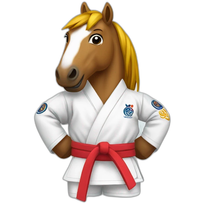 Horse wearing a Jiu-Jitsu gi emoji