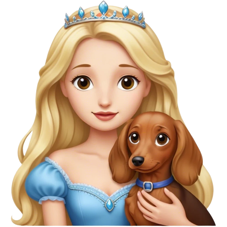 Blonde princess holding a Long haired dachshund  emoji