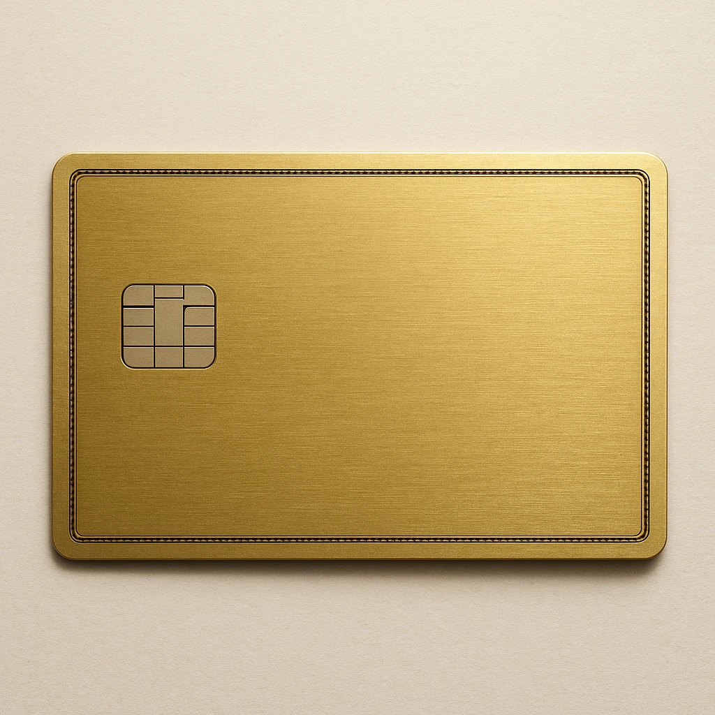 realistic style American Express Gold credit card, gold color, no text emoji