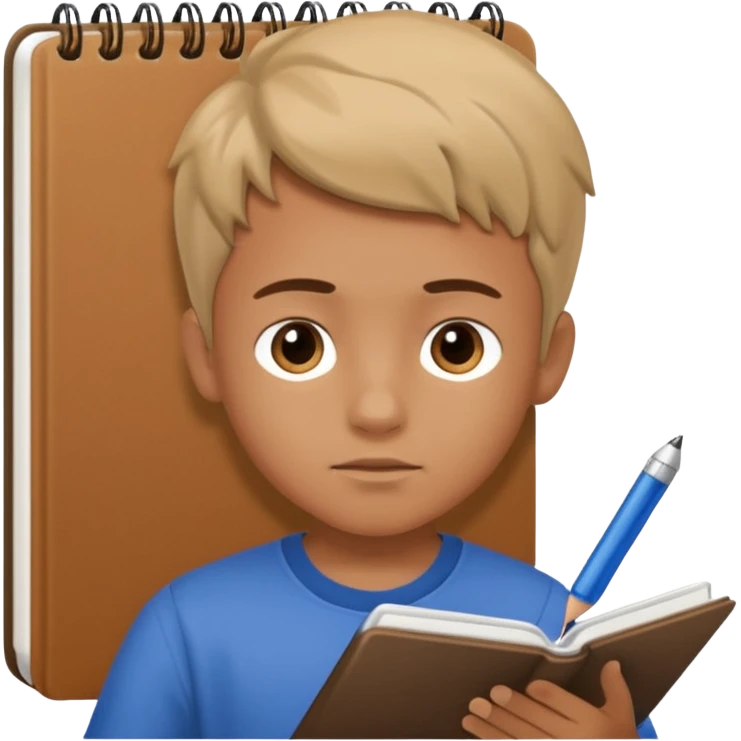 boy writing in a notebook emoji