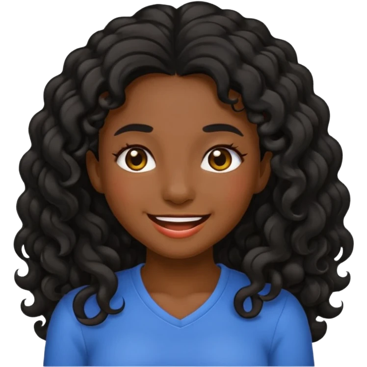 sticker style iPhone emoji of a dark-skinned girl with long curly hair, winking, transparent background emoji