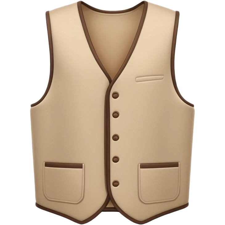 A 3D Apple-style emoji of a simple sleeveless vest (yelek), front view, minimal and clean design, soft fabric texture, neutral colors, cartoon-like and cute style emoji