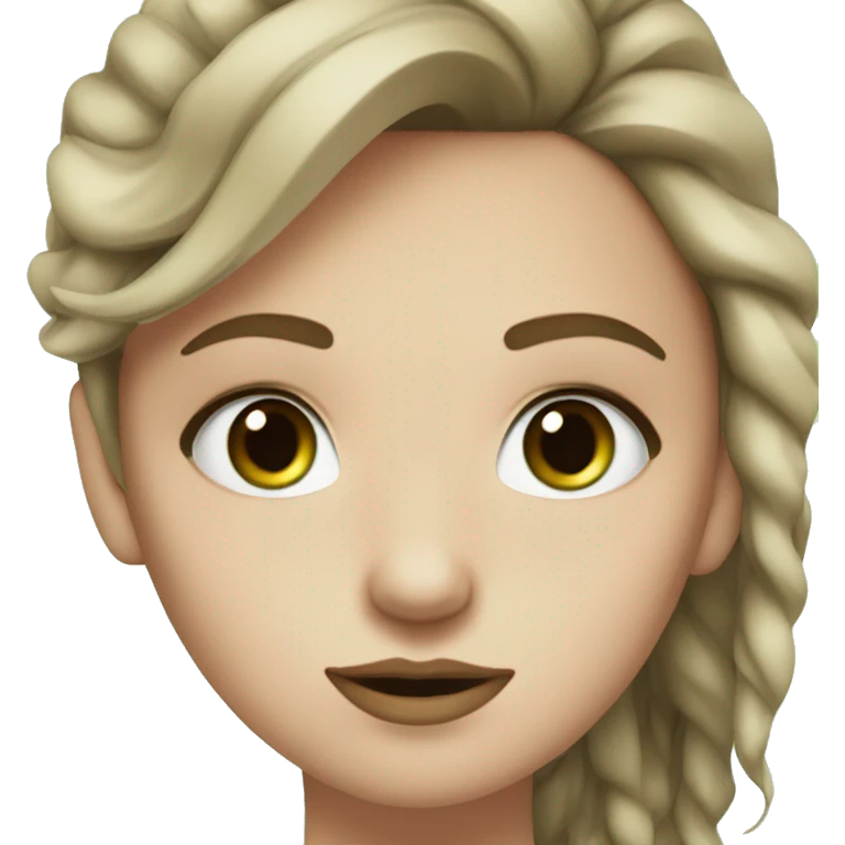 White girl with vawy brown hair green eyes and nose septum piercing emoji