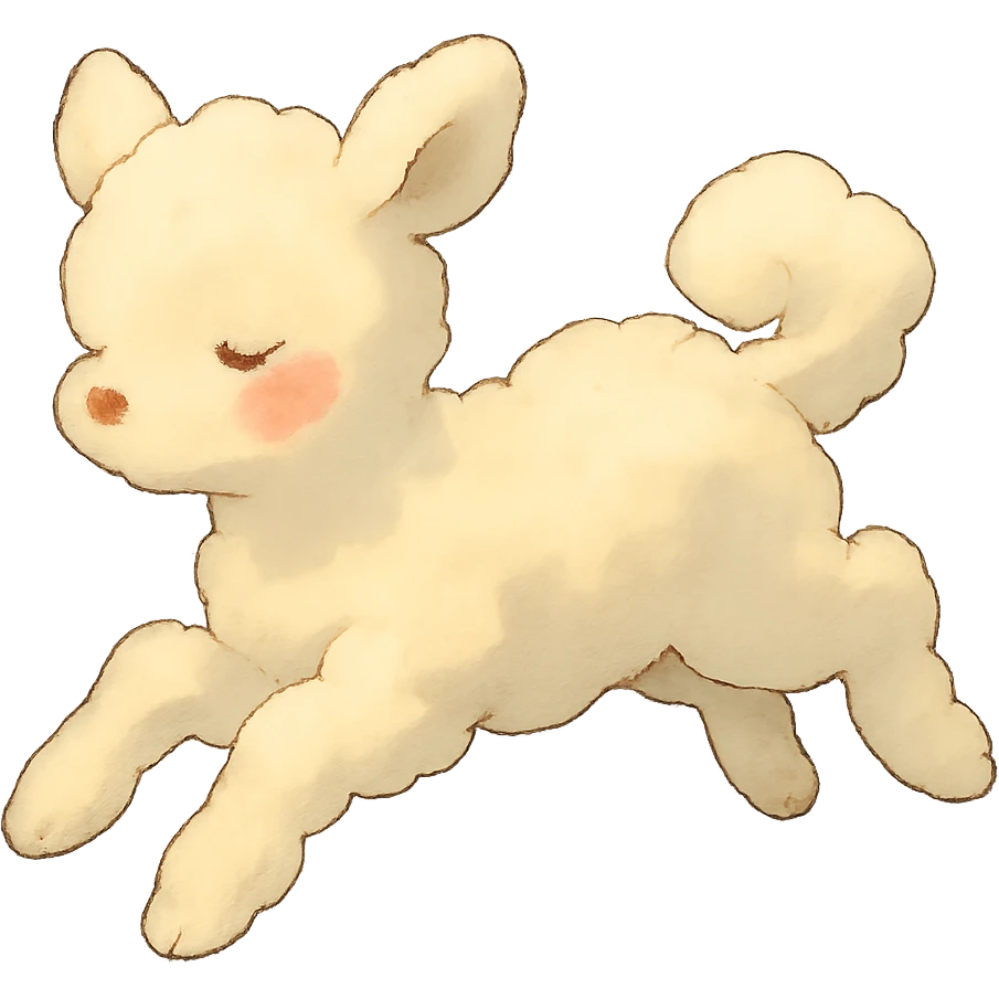 soft vanilla cloud doe with rosy cheeks, floating in the air, ghibli style emoji