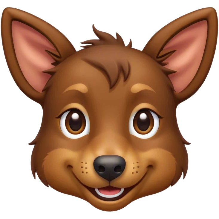 Cinematic Comical Brown and Tan Kelpie Portrait Emoji, Head tilted dramatically with an exaggeratedly amused expression, featuring a striking brown Fur with bold tan accents, wide, expressive warm eyes filled with playful disbelief, Simplified yet hilariously expressive features, highly detailed, glowing with a slightly sassy glow, high shine, dramatic yet playful, stylized with an air of cheeky mischief, bright and endearing, soft glowing outline, capturing the essence of a spirited and over-the-top herder, so meme-worthy it feels like it could side-eye its way into internet fame instantly! emoji