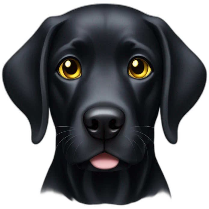 black lab with yellow eyes and white fur around his nose emoji
