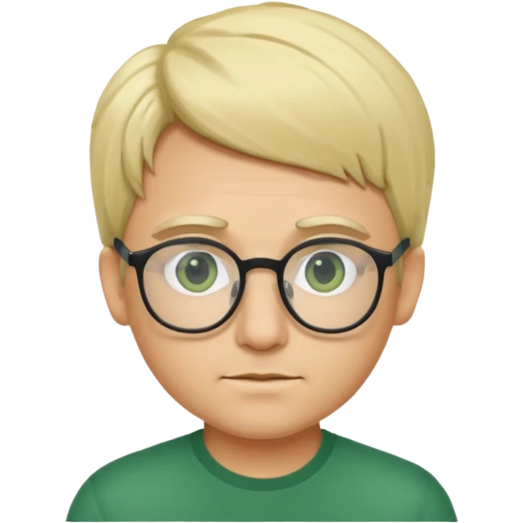 chico blanco ojos verdes, rubio con gafas emoji
