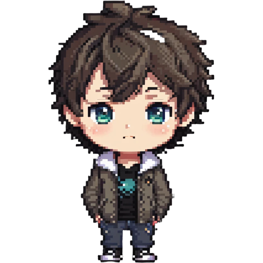 adorable chibi boy with big eyes and casual clothes emoji