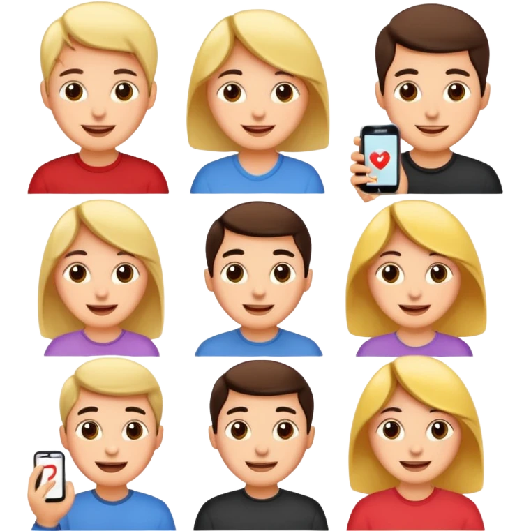 Quiz with happy people without phone emoji