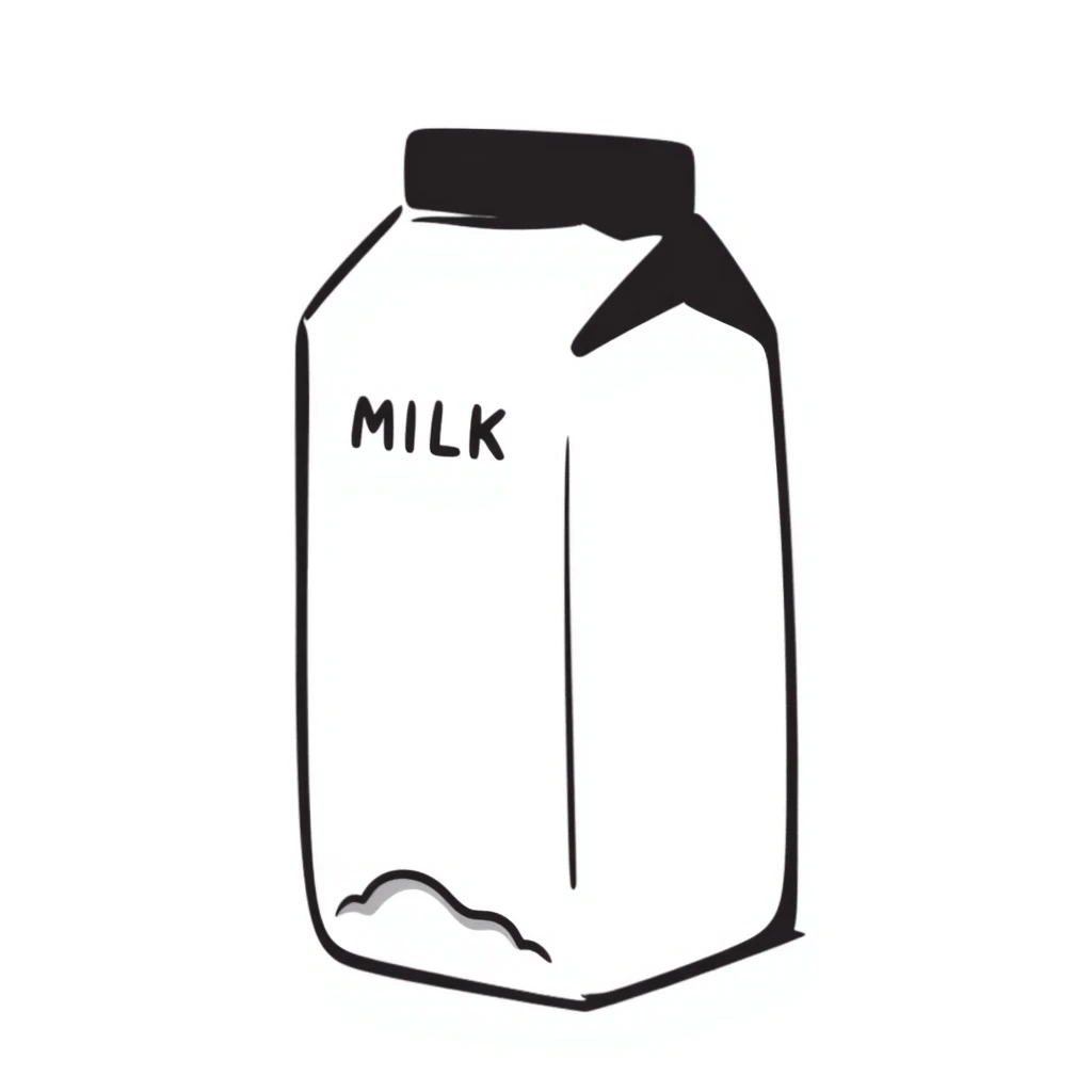 hand-drawn doodle of a milk carton emoji