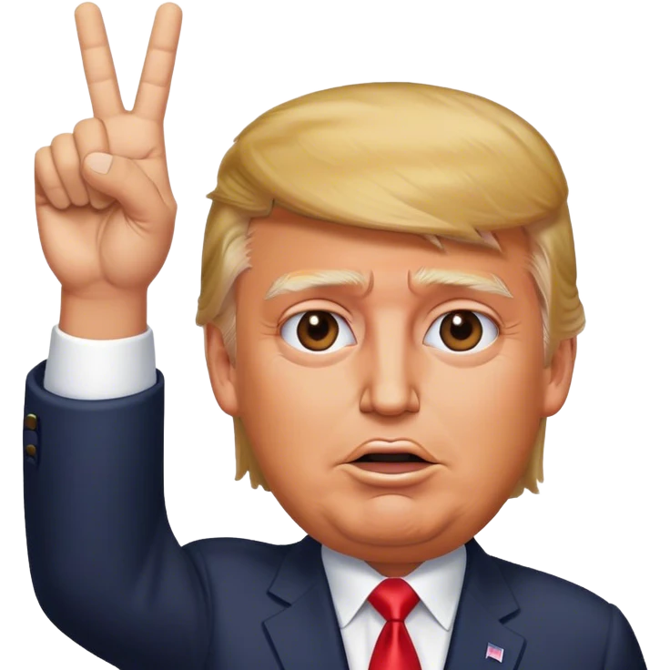 Donald  Trump shows hand  victory hyperrealistic emoji