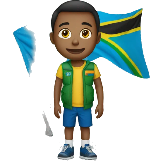 un garçon avec le drapeau de la Tanzanie  emoji