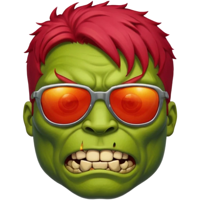 Zombie hulk with red hair and sun glasses face emoji