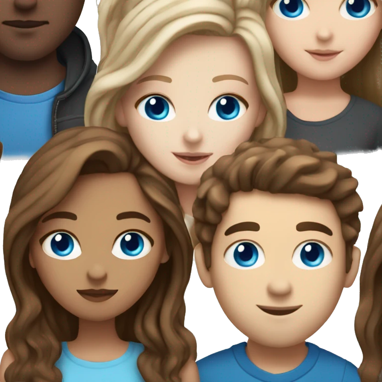 White girl with blue eyes brown hair kissing a guy with brown hair blue eyes white skin emoji