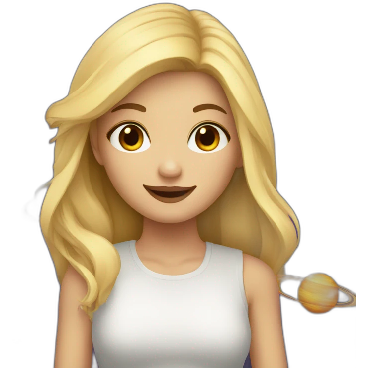 A blonde girl with planets around her emoji