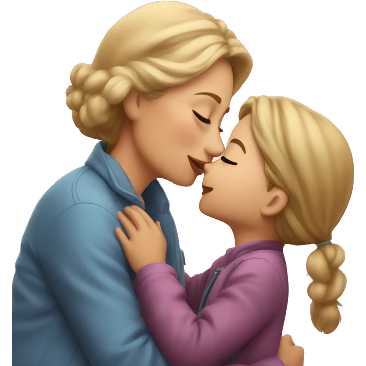 Little girl kissing her mom on the cheek  emoji