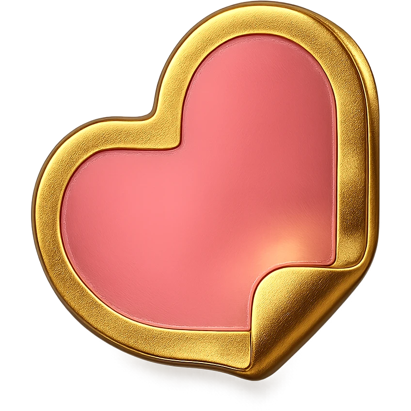 pink sticker, gold style, shiny gold-pink blend emoji