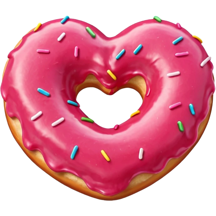 Realistic isolated heart shaped donut with red frosting. emoji