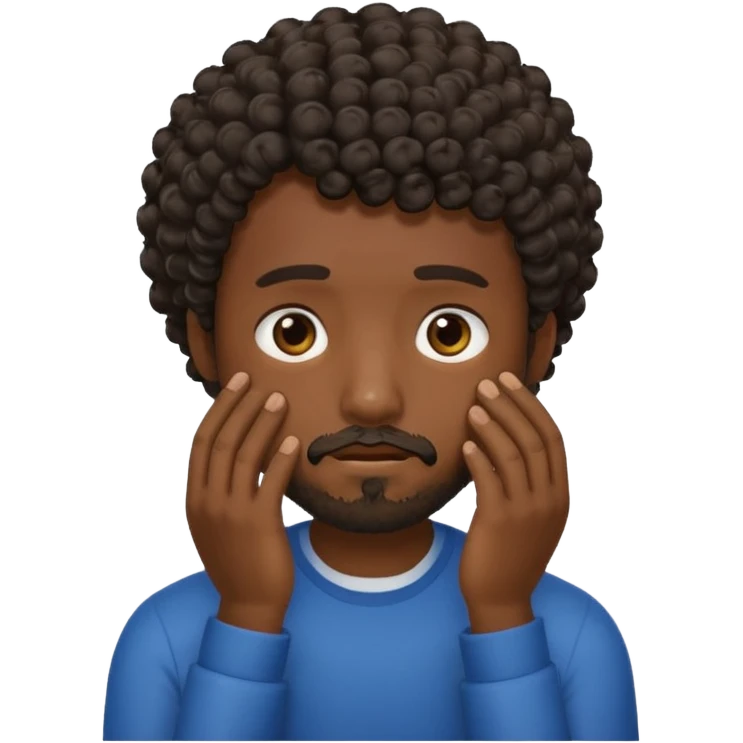 face palm man, dark skin , short hair curly , facial  small beard emoji