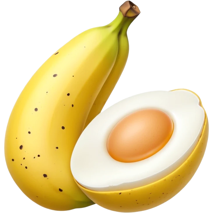 A banana standing between two eggs emoji