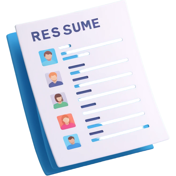 resume icon, 3D effect, subtle shadows, professional look emoji