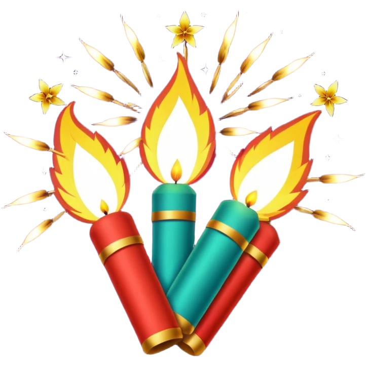 Firecrackers and sparkles, Diwali festival, cheerful emoji