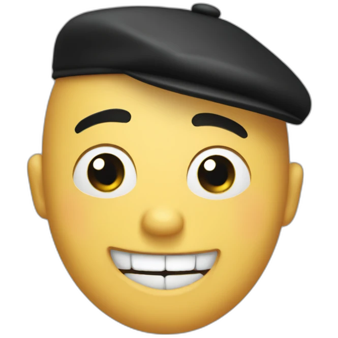 A bald gut with black cap waving and smiling emoji