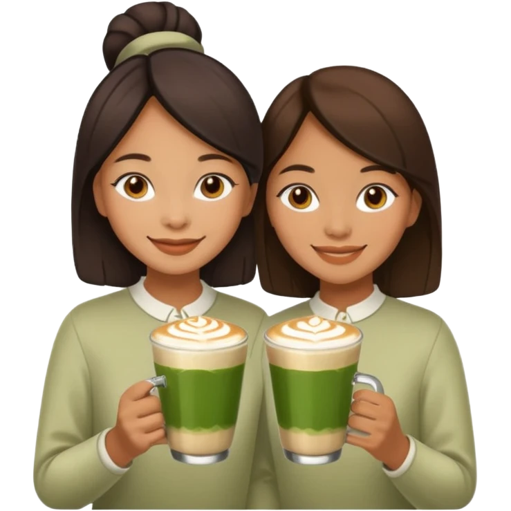 two filipino sisters with matcha lattes emoji