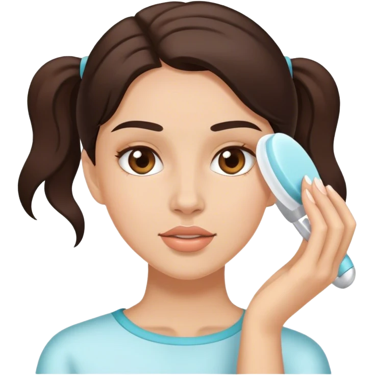 Brunette Girl getting ready,doing facial routine  emoji