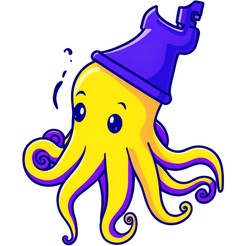 A purple squid with ink spray emoji