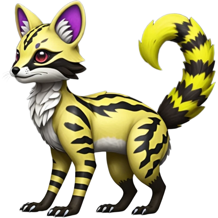 Rare realistic shiny warm-colored lush exotic cute edgy epic pretty futuristic beautiful handsome gorgeous aesthetic modern colorful vibrant cyber-Vernid-Protogen-Primagen-Wickerbeast-Genet-Trico-species-Fakemon-hybrid-creature by LiLaiRa, beautiful intricate markings, full body emoji