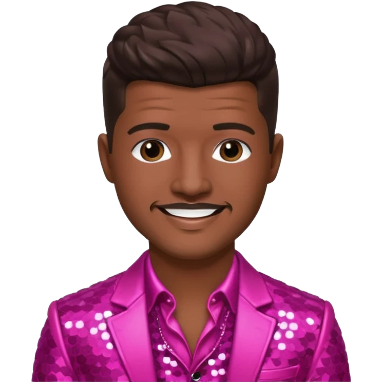 Robin Thicke with dark brown hair, dark pink sequin outfit emoji