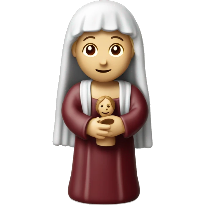 Wine red ceramic nativity set emoji