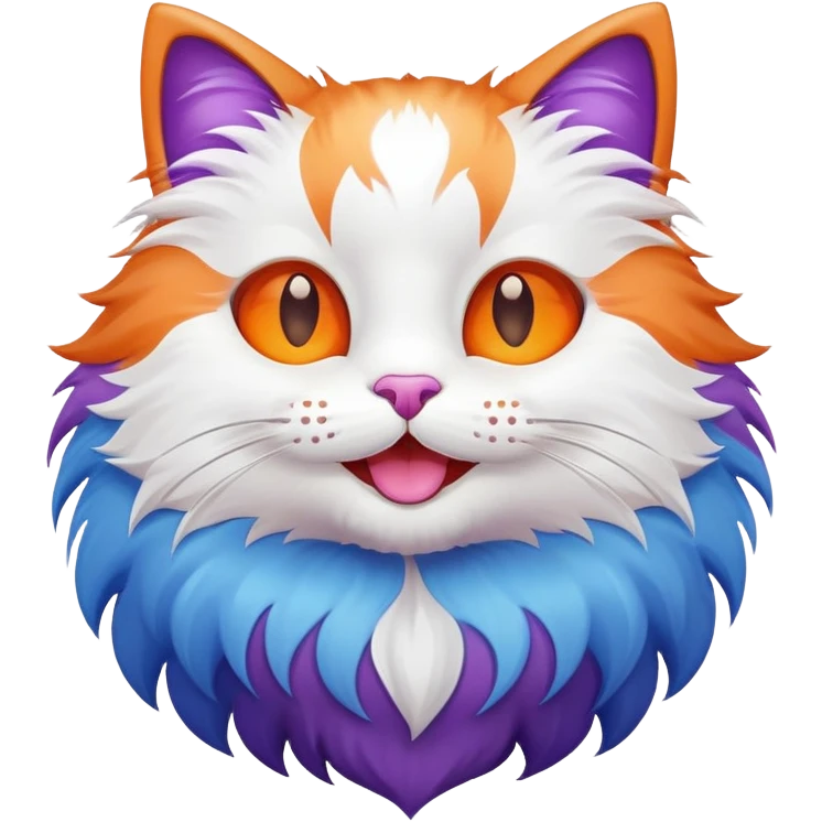 a happy cat with pride flag colors emoji