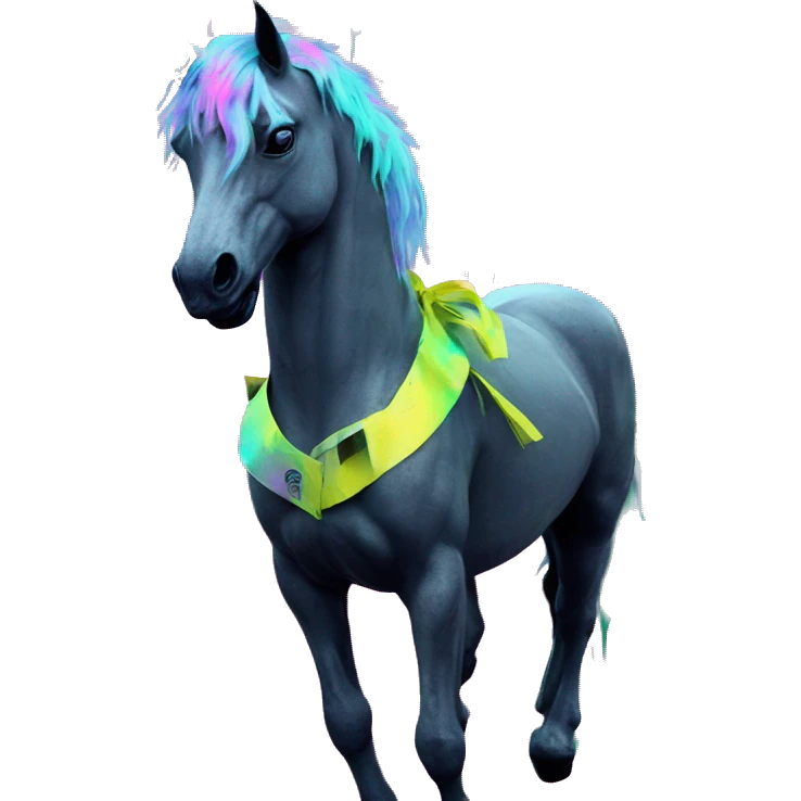 .Zombie_ Vaporwave black holographic oilslick zombie unicorn yellow caution tape graffiti Pegasus emoji