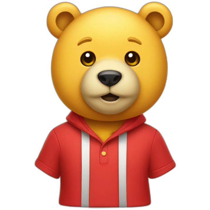 a yellow bear wearring a red shirt emoji