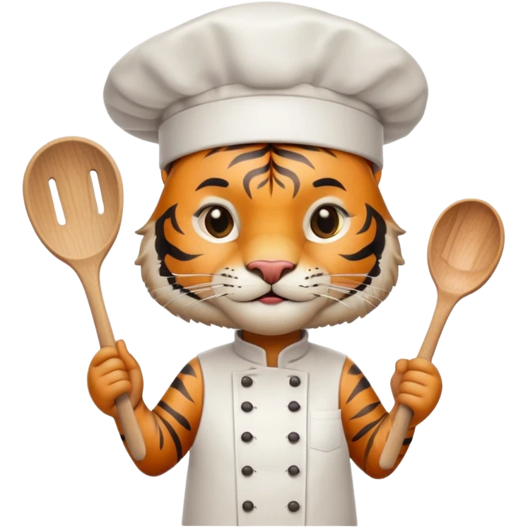 Tiger chef with chef hat and spatula emoji
