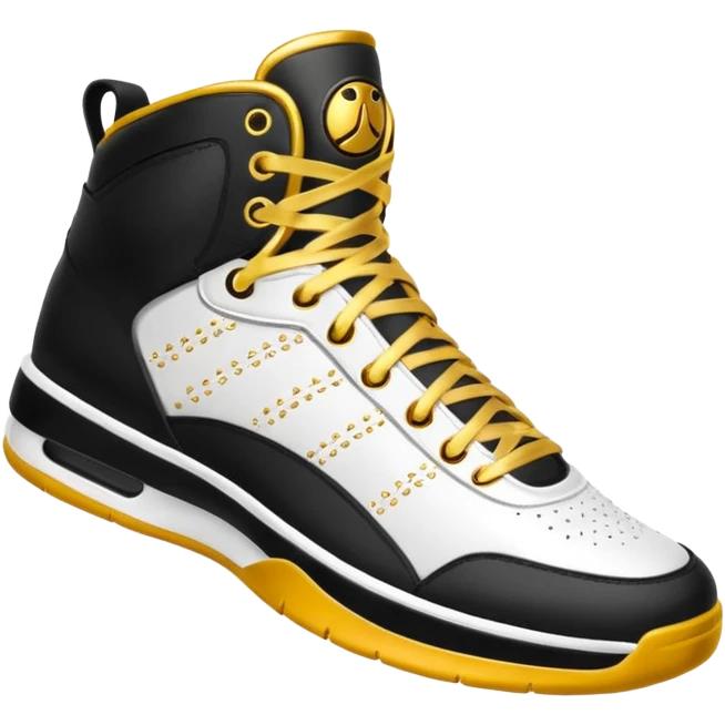 a basketball shoe with gold laces emoji