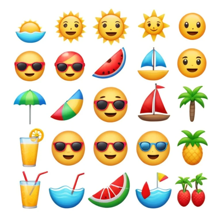 I want a summer themed emoji set emoji