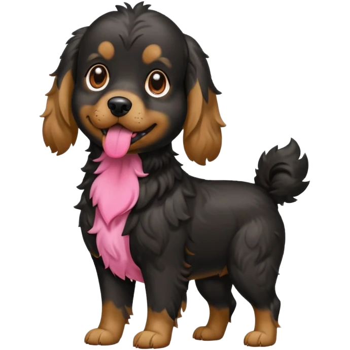 Black medium size mixed cocker shitsu dog, stand like full body dog emoji emoji