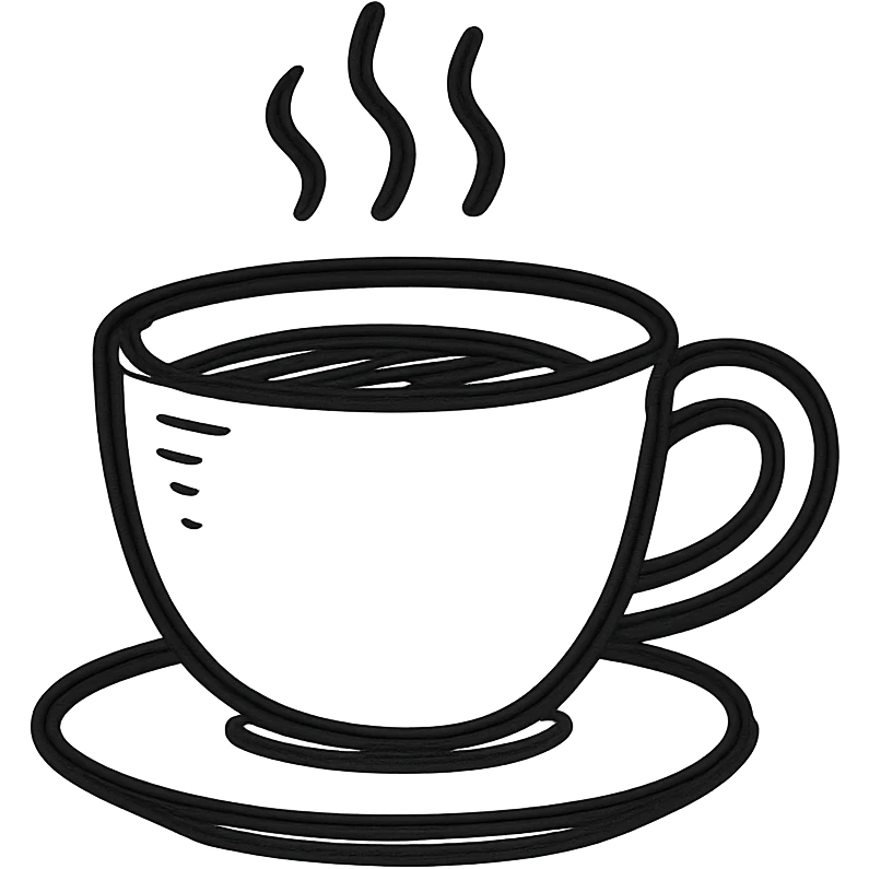 hand drawn outlined icon of a pink coffee cup, no fill, thick lines emoji