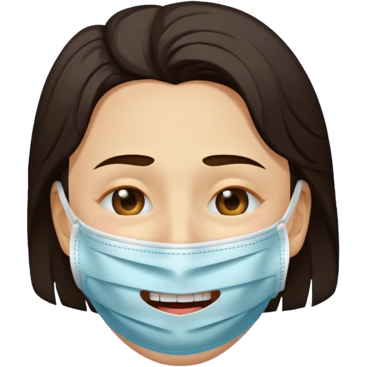 Quiero q sea una carita rota con tristeza q use una máscara q la haga ver feliz emoji