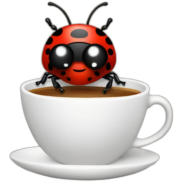 Ladybug holding coffee emoji