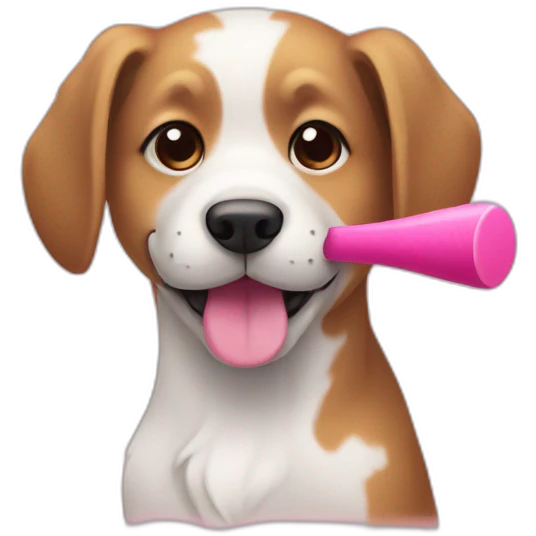 a dog with a pink stick on hea emoji