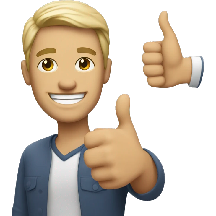 Smiling American Man shows thumbs up emoji
