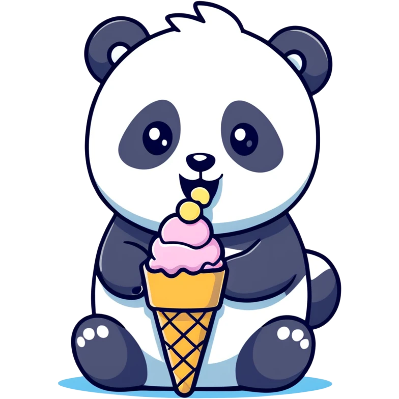 Panda eating ice cream emoji
