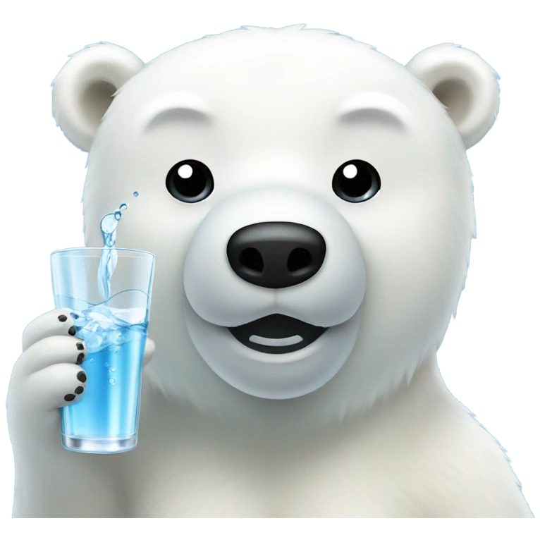 polar bear drinks glass water emoji