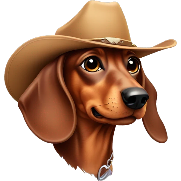 Dachshund dog with a cowboy hat emoji